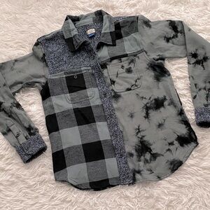 Kavu Black and Gray multi Textured flannel Shirt